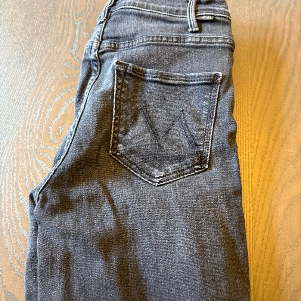 MOTHER The Hustler Ankle Fray Black Denim Jeans - Picture 2 of 5